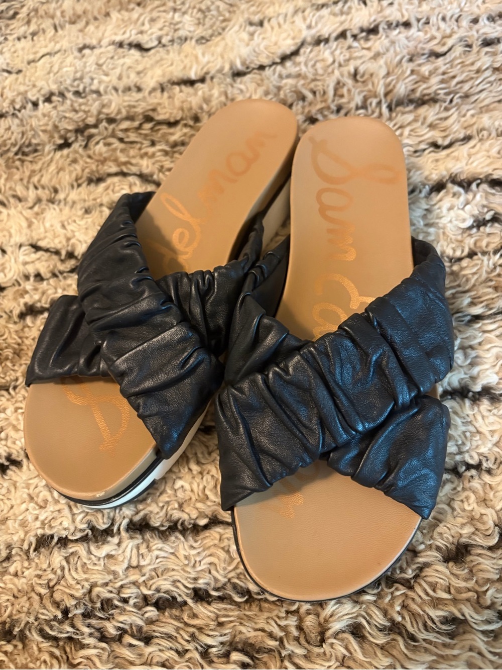 Sam Edelman Black Ruched Slide Mules